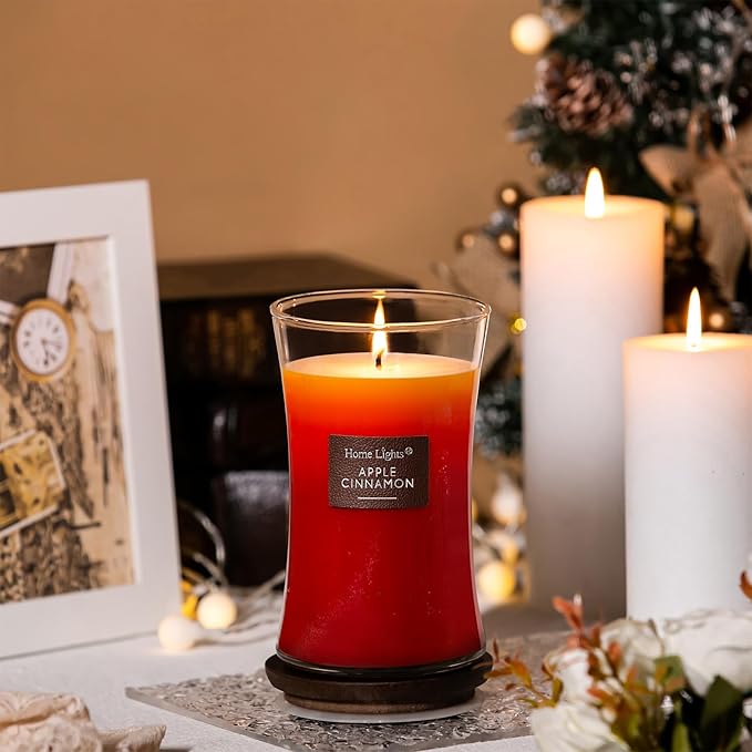 HomeLights 3-Layer Candles for Home Scented, 21.52 OZ Natural Soy Wax Scented Candles Burns Up to 100 Hours, Large Jar, Apple Cinnamon - Bloomnest