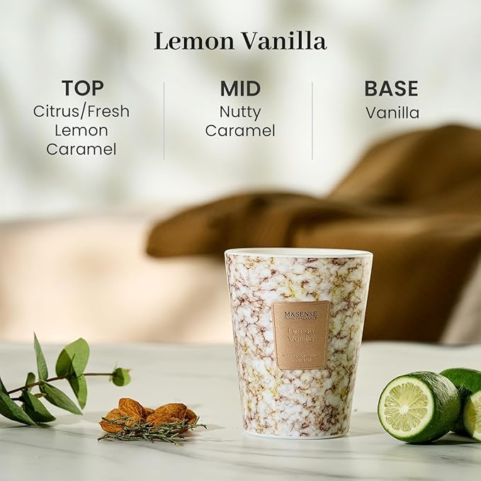 M&SENSE Sugared Lemon Zest Scented Candles for Home, Lead-free Wick Highly Scented Jar Candles, 14.1 Oz 80 Hours Lasting Burning Candles Gifts for Women, Relaxing Aromatherapy Candle for Stress Relief - Bloomnest