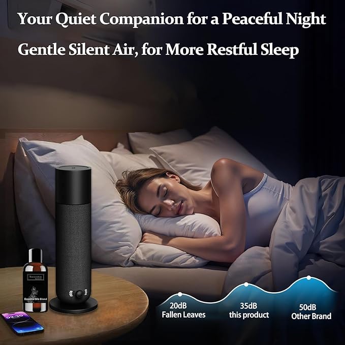 Smart Scent Air Machine for Home - Cold Air Technology Waterless Essential Oil Diffuser with Roy Tranquility Oil Set, Covers Up to 2000 Sq.Ft, Quiet Aromatherapy Machine for Hotel, Spa (Black) - Bloomnest