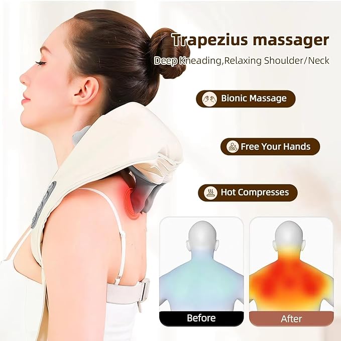 Neck Massager with Heat, Shoulder Massager, Shiatsu Neck and Back Massager, Muscle Pain Relief-Office, Home & Car - Bloomnest