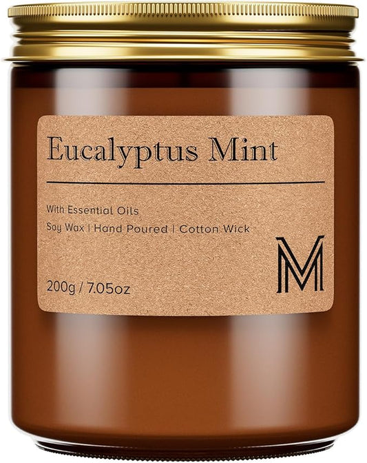 M&SENSE Eucalyptus Mint Home Scented Candle for Relaxation, Gifting, Spa | 7.05oz Candle Gift for Birthday Mother's Housewarming Valentine - Bloomnest