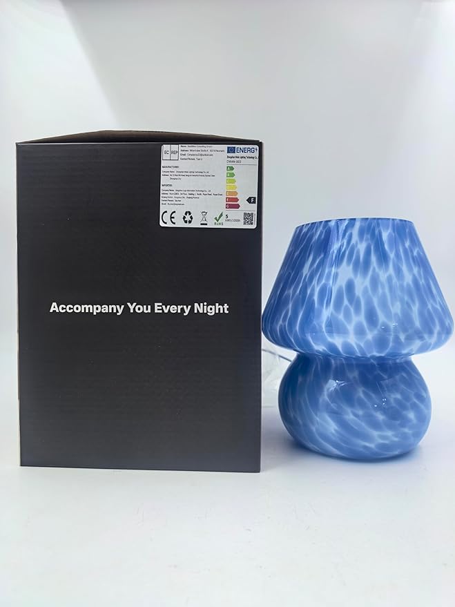 Mushroom Lamp Table Lamp for Bedroom,Desk Bedside Small Lamps for Living Room Night Stands,Mushroom Decor Cute Mini Modern Mid Century Lamps,Unique Aesthetic Home Living Room Decor(Ocean Blue) - Bloomnest