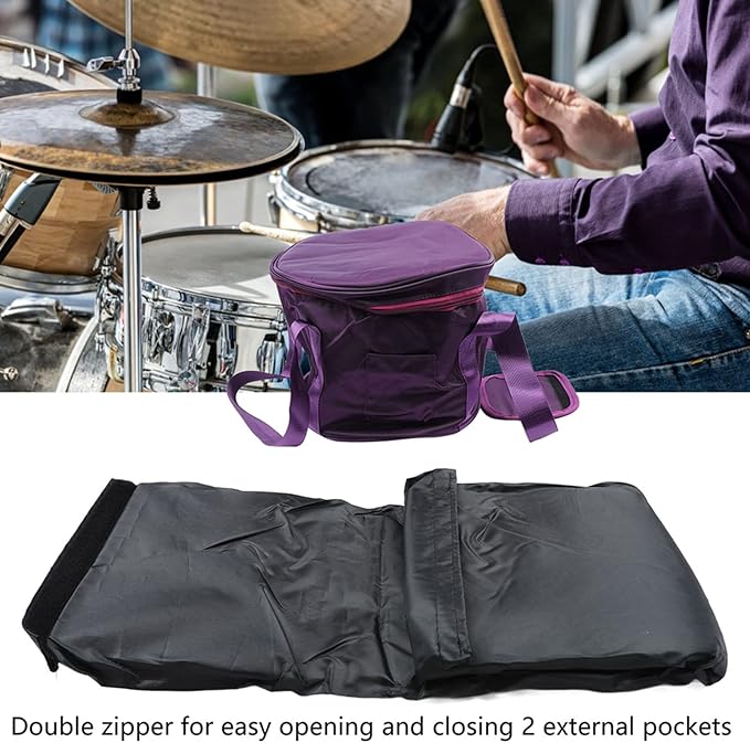Singing Bowl Carry Case, Dual Zipper Crystal Singing Bowl Bag with 2 External Pocket, Singing Bowl Case Organizer with Handle for Traveling Storage (14in #2) - Bloomnest
