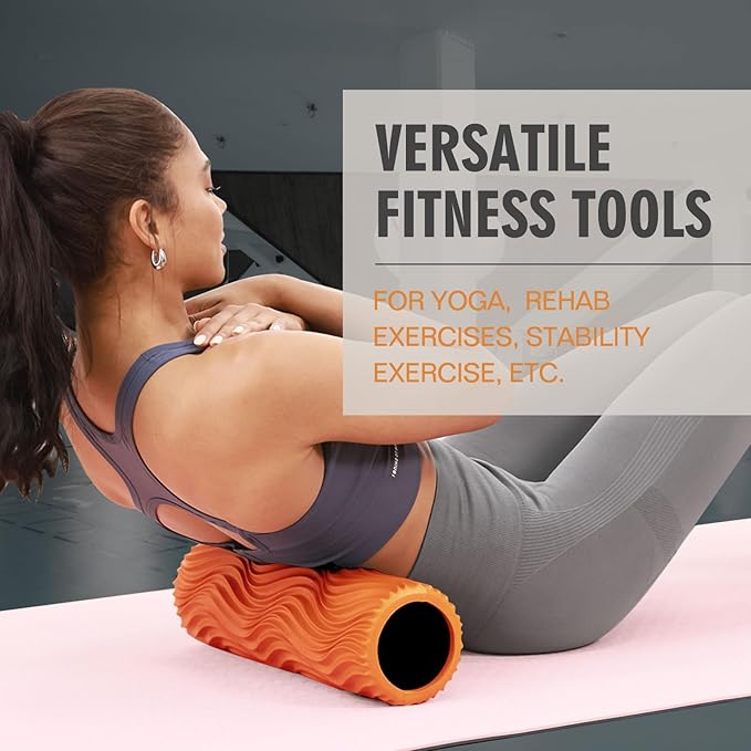 Foam Roller, Trigger Point Foam Roller Massage Roller for Physical Therapy & Back Pain, Deep Tissue Massage Roller for Exercise, Pilates, Yoga (Orange) - Bloomnest