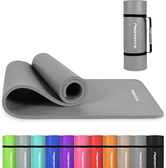 Yoga Mat Premium Non Slip Thick – Extra Comfortable Exercise Mat for Home Workouts, Pilates, Stretching & Gym – Cushioned NBR Foam, Gym Mat with Strap, for Women & Men - Bloomnest