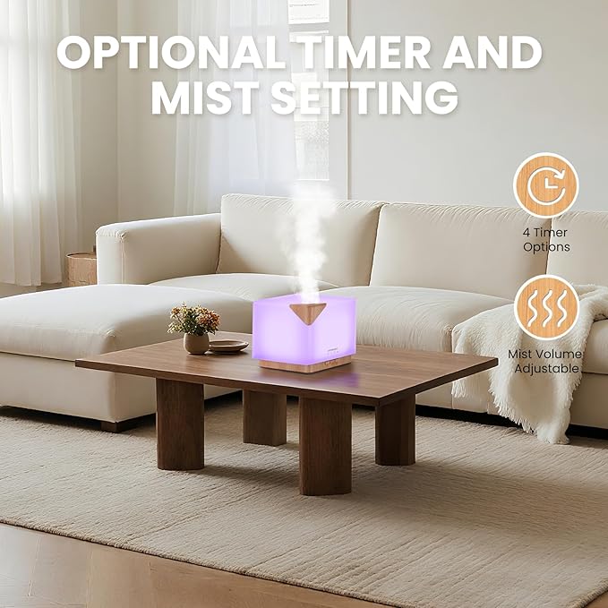 URPOWER Aromatherapy Essential Oil Diffuser Humidifier, 700ml Large Capacity Modern Ultrasonic Aroma Diffusers Running 20+ Hours with Adjustable Mist Mode/4 Timer Settings for Home Office Study - Bloomnest