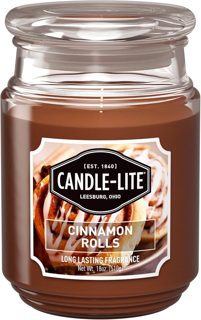 Candle-lite Scented Candles, Cinnamon Rolls Fragrance, One 18 oz. Single-Wick Aromatherapy Candle with 110 Hours of Burn Time, Brown Color - Bloomnest