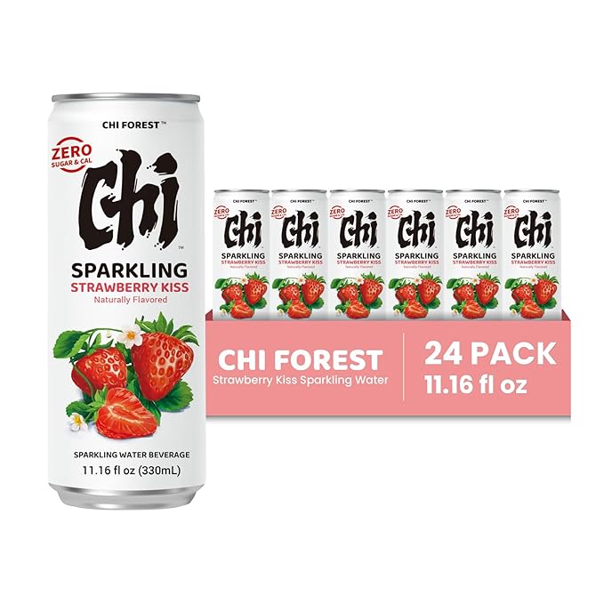 CHI FOREST Strawberry Sparkling Water Beverage, Zero Sugar Drinks, Zero Artificial Flavor, 11.16 fl oz Cans (Pack of 24) - Bloomnest