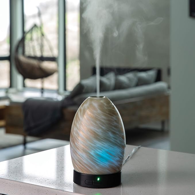 Airome Sparkling Sands Medium Essential Oil Diffuser|100 mL Humidifying Ultrasonic Aromatherapy Diffuser 8 Colorful LED Lights, Intermittent & Continual Mist, Auto Shut-Off Airom%C3%A9