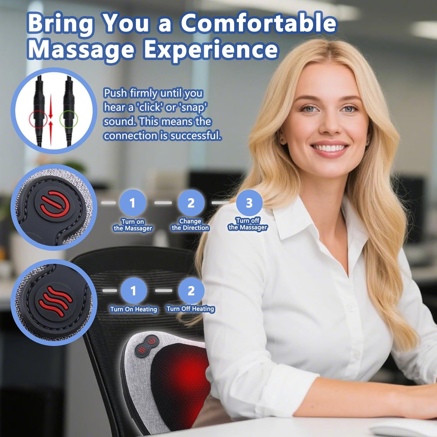 Massage Pillow, Neck and Back Massager with Heat, Shiatsu Massage Pillow for for Back, Shoulder, Leg, Foot, Gift for Men Women Mom Dad, Stress Relax at Home Office and Car