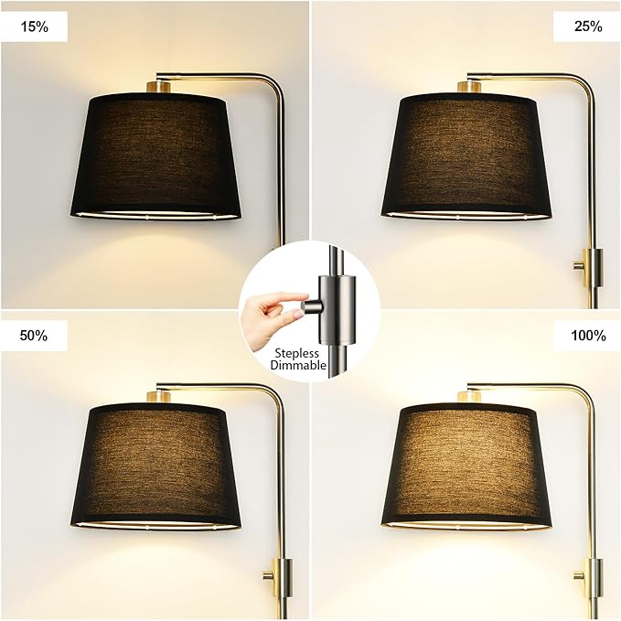 Nintiue 【Upgraded】 Dimmable Floor Lamp, 1000 Lumens LED Edison Bulb Included, Brushed Nickel Arc Floor Lamps Modern Standing Lamp with Black Shade, Tall Lamps for Living Room Bedroom - Bloomnest