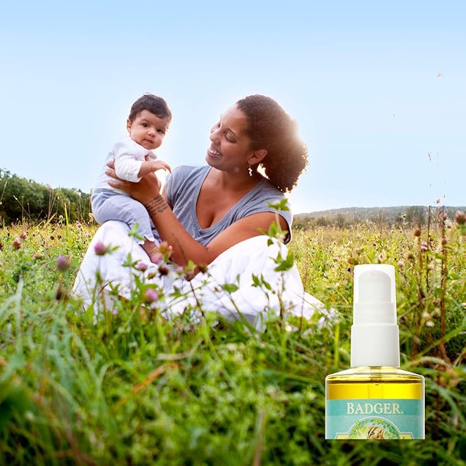 Badger Baby Oil, 100% Organic Ingredients to Soften & Moisturize Dry Skin or Cradle Cap, Soothing Vegan Organic Baby Oil, 4 fl oz Glass Bottle - Bloomnest
