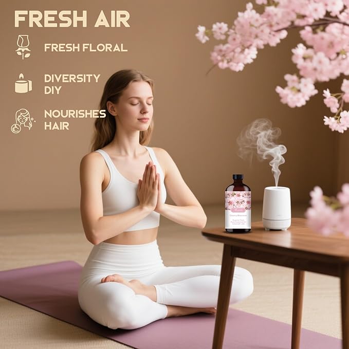 Cherry Blossom Essential Oil-Cherry Blossom Fragrance Oil 4.33oz (130ml)-100% Pure Natural Scent for Diffusers, Candles, Soap Making & Aromatherapy-Relaxing Home & Gift Essential Oil for Bath, Massage - Bloomnest