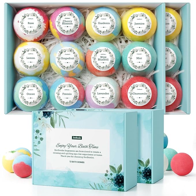 Bath Bombs for Women, 24pcs Handmade Natural Bath Bomb, Stocking Stuffers, Bath Bomb with Shea Butter, Mothers Day Presents for Mom, Amazing Present for Her, Wife, Girlfriend, Mother(2 Sets) - Bloomnest