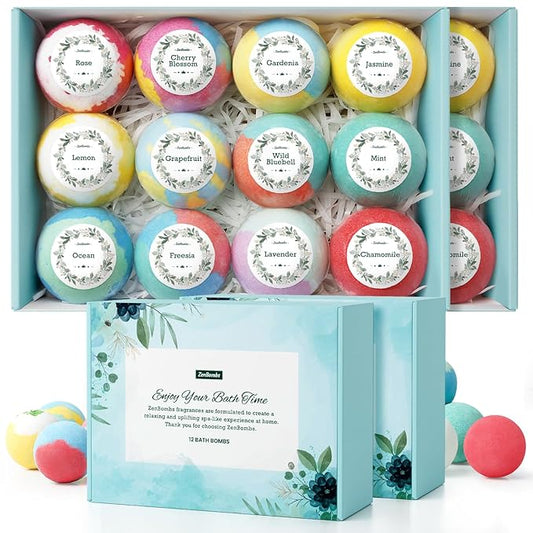 Bath Bombs for Women, 24pcs Handmade Natural Bath Bomb, Stocking Stuffers, Bath Bomb with Shea Butter, Mothers Day Presents for Mom, Amazing Present for Her, Wife, Girlfriend, Mother(2 Sets) - Bloomnest