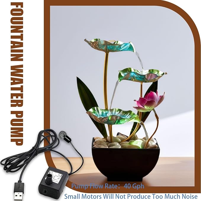 Generic Waterfall Pendulum with Lights Small Fountain Indoor Decompression Office Living Room Home Decor Art Country Style