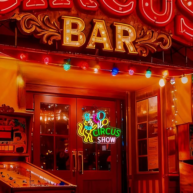 Lucunstar Monkey Neon Sign LED Circus Sign with Clown and Balloons for Theme Park LED Carnival Decor for Play Restaurant College Room Neon light Animal Gifts for Circus Fans Teens - Bloomnest