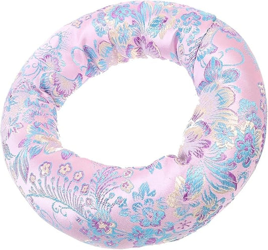 Pink Colour Silk Brocade Cushion Pillow for 6-12" 8-14" Sound Bowls for Tibetan Singing Bowl Hand-Made in Nepal Round Cushion (Size : 8 inch 1 pc) - Bloomnest