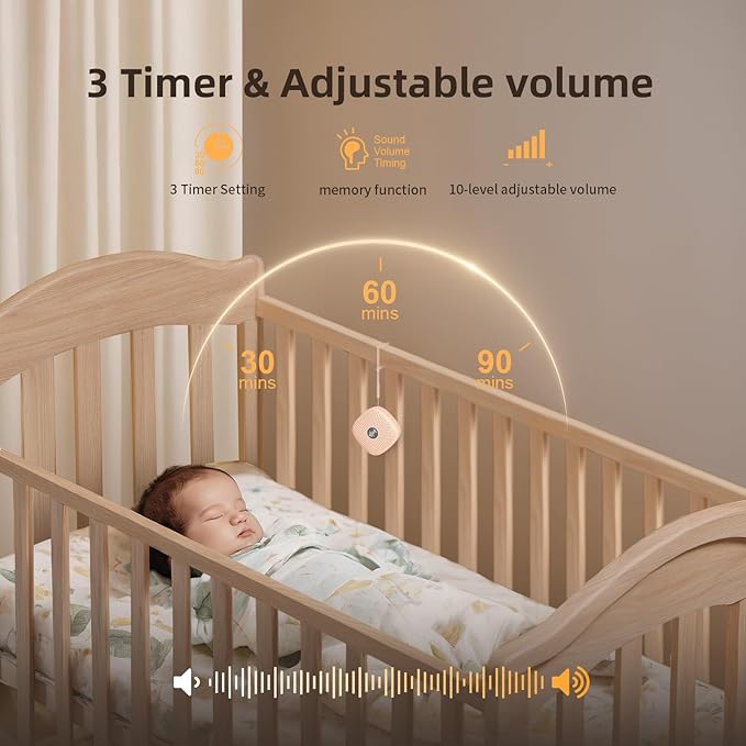 White Noise Machine,Portable Sound Machine for Baby Adult,21Soothing Sound,Auto-Off Timer,Noise Canceling for Office & Sleeping, Compact Size for Home,Travel,Registry Gift,Peach - Bloomnest