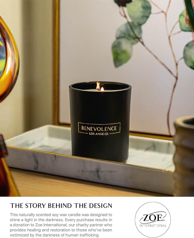 Benevolence LA Clearance Candles Bergamot & Jasmine Christmas Scented Candles | Soy Black Holiday Candle for Home | Gifts for Women and Men | Home Fragrance | Aromatherapy | 6oz - Bloomnest