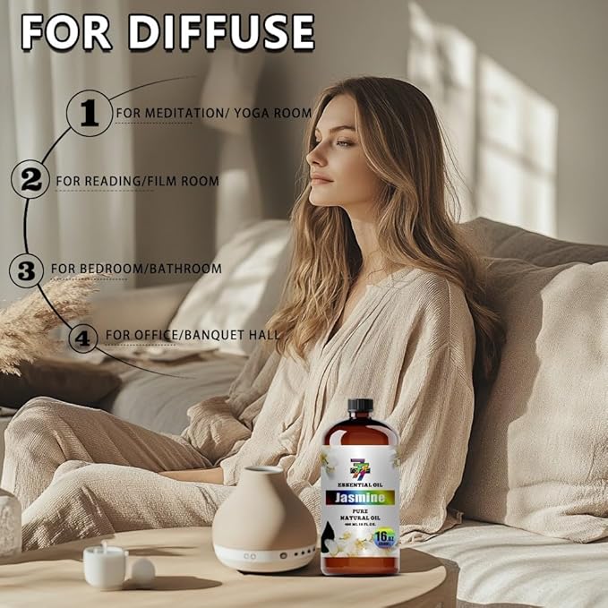 Jasmine Essential Oil (16 oz / 480 ml) – Jasmine Oils for diffusers, humidifiers, Home Baths, Cleaning Products, Yoga, DIY Soaps and DIY Scented Candles - Bloomnest