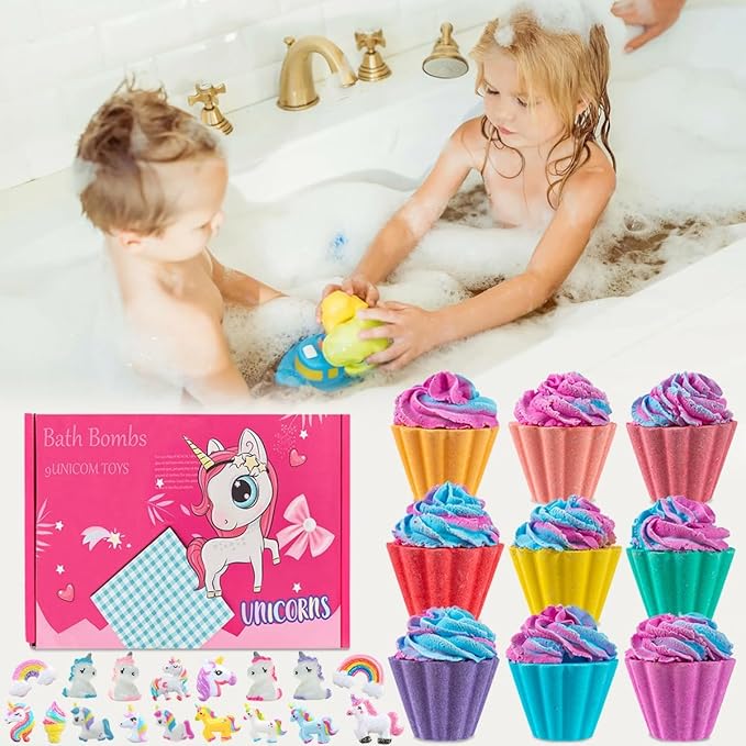 Bath Bombs for Kids with Surprise Unicorn Inside, 20 Kids Bath Bombs Gift Set, Handmade Bubble Bath Fizzes Bomb for Chrildren Birthday Christmas and Party Favor Christmas Gifts Set for Girls - Bloomnest