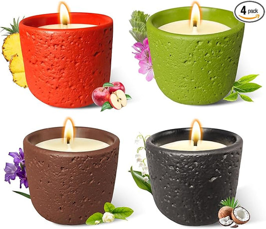 Scented Candle, 4pcs Aromatherapy Candle with Colorful Cans, Nature Scents Soy Candle Jar 60-Hour Burn Time with Warm Flame Candles Gift for Christmas Home - Bloomnest