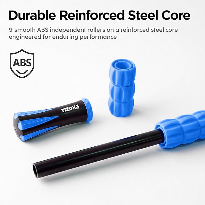 Muscle Roller & Massage Roller Stick for Athletes - Lymphatic Drainage Support, Relieves Muscle Soreness, Cramping & Tightness - Targets Legs, Arms, Back & Calves （Blue - 18inch） - Bloomnest