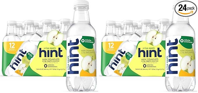 Hint Fruit-Infused Bottled Water, Crisp Apple - Sugar Free Flavored Water with Zero Calories, Naturally Flavored, and No Artificial Sweeteners - 16 Fl Oz (Pack of 24) - Bloomnest