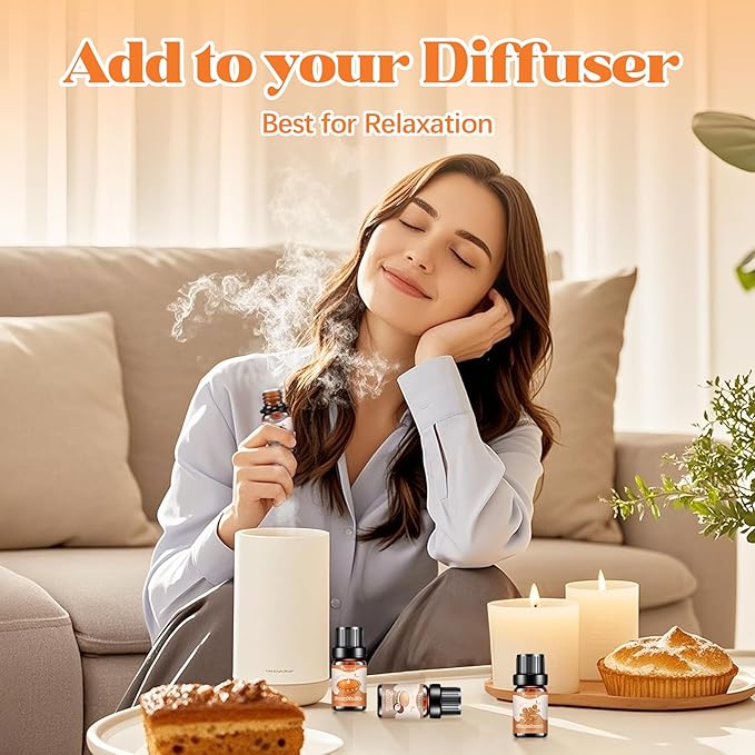 Bakery Essential Oils Set,Premium Fragrance Oil for Diffusers, Scents for Candle & Soap Making, Pumpkin Pie, Cream Vanilla, Gingerbread,Cinnamon Sugar Donut and Cake More 10x5ml,Aromatherapy Oils - Bloomnest