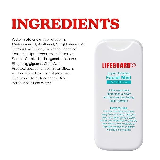 LIFEGUARD Super Hydrating Facial Mist - Aloe & Herb, Face Mist Hydrating Spray for All Skin Types, Lightweight Face Moisturizer - 1.25 fl. oz. - Bloomnest