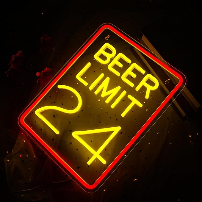 Beer Neon Sign for Wall Decor Dimmable Beer Limit 24 Neon Light Sign Bar Led Sign for Man Cave Home Bar Pub Restaurant Basement Garage Bistro Hotel Birthday Party Decor Gifts - Bloomnest