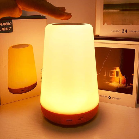 TLAOTNIY Baby Night Light, Dimmable Touch Lamp for Nursery, Portable Rechargeable Bedside Table Lamp for Bedroom, 13 RGB Colors 5 Brightness, Night Lamp for Kids Living Room Bathroom Hallway (D-1pack) - Bloomnest