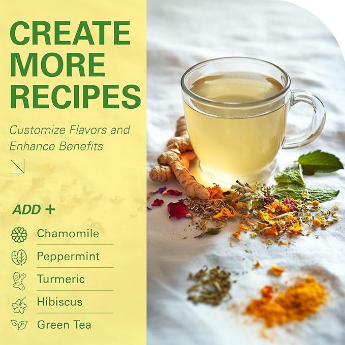 WT WEETEE Lemon & Ginger Herbal Tea, 100% Natural Ingredients, Made With Lemongrass, 100 Count Caffeine-Free Tea Bags - Bloomnest