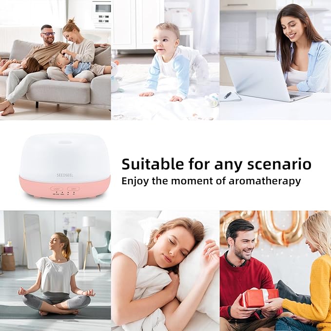 300ML Essential Oil Diffuser with Remote Control, Aromatherapy Diffuser with 7-Color Changing LED Light for Home,Bedroom, Office - Bloomnest