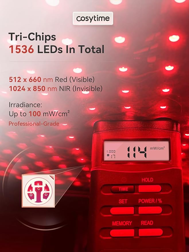 35" x 17" Red Light Therapy for Body - 660nm Red & 850nm Near Infrared NIR, Tri-Chip 1536 LEDs Therapy Mat, 100 mW/cm² High Irradiance Bloomnest