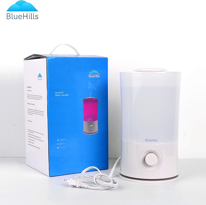 BlueHills Premium 2000 ML XL Large Essential Oil Diffuser Aromatherapy Humidifier for Large Room Home 40 Hour Run Huge Coverage Area 2 Liter Extra Large Capacity Huge Diffuser High Mist White E001 - Bloomnest