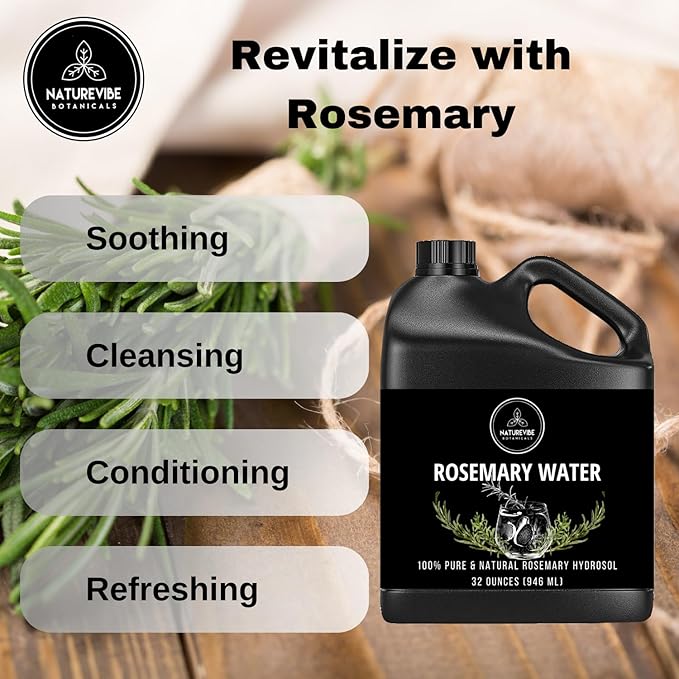 Naturevibe Botanicals Rosemary Water 32 Ounces | 100% Pure and Natural | Great for Skin Care and Hair Care - Bloomnest