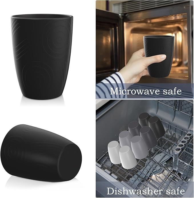 Wheat Straw Cups 8 PCS Good Alternative to Plastic Reusable Cups 12 oz Unbreakable Drinking Cup Reusable Dishwasher Safe Water Plastic Glasses with 4 Colors - Bloomnest
