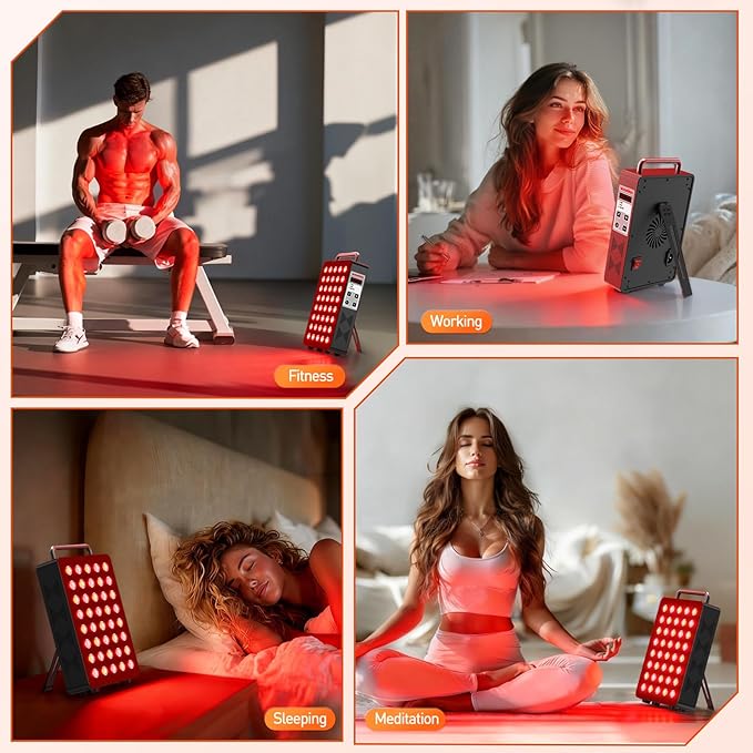 Red Light Therapy Panel 5 Wavement 40 Dual Chip High-Efficiency LEDs 630+660+810+830+850nm Red and Near Infrared Lamp Therapy Device 60W Timer & Stand for Body Pain Relief Face Skin Health Bloomnest