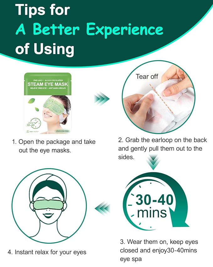 16 Packs Steam Eye Masks for Dry Eyes, Self Heating Warm Compress for Eyes Fatigue & Puffiness Relief, Disposable Heated Eye Mask Travel Essentials, Spa Relaxation Set for Women Christmas, Unscented - Bloomnest