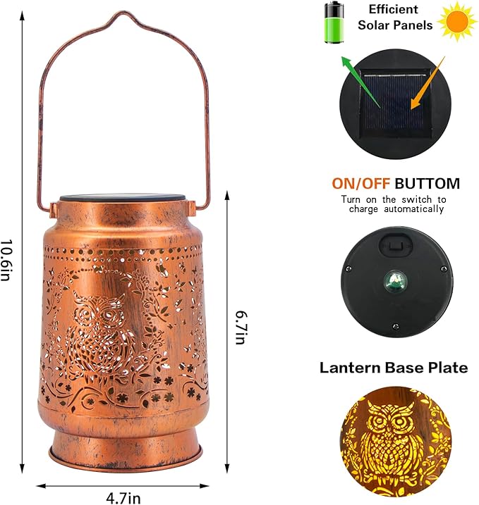 Solar Lanterns Outdoor Garden Decor,Birthday,Retirement Owl Gifts for Women, Mom, Grandma, Friend, Thanksgiving, Decorative Waterproof Hanging LED for Yard, Patio, Lawn, Landscape, Backyard - Bloomnest