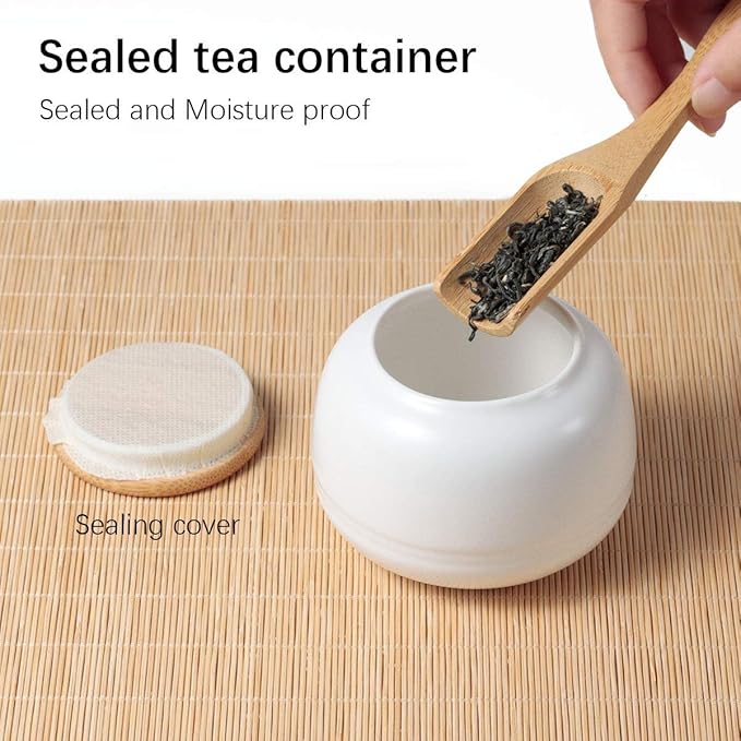 Chinese Tea Pot Cup Set with Tray Infuser - Travel Ceramic Tea set Porcelain Teapot, Portable All in One Bag for Outdoor Picnic Business Hotel (White)