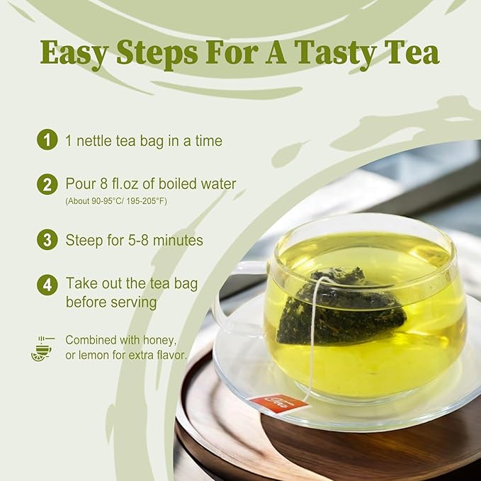 FullChea - Nettle Leaf Tea Bags, 25 Teabags, 1.5g/bag - Naturally Stinging Nettle Tea - Support Eye Health & Strengthen Bones - Bloomnest