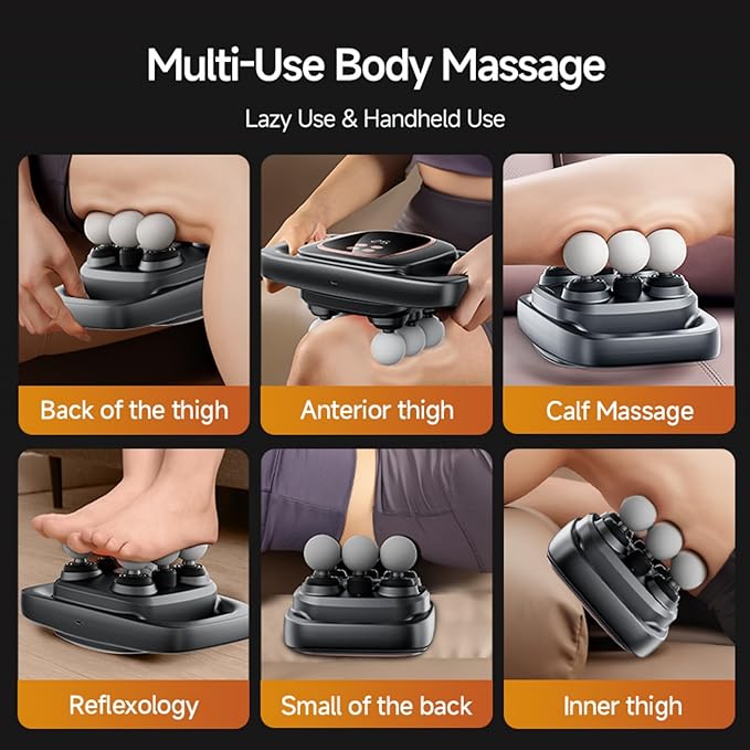 6-Head Massage Gun, Deep Tissue Back Massager with 30 Levels & 3 Modes, Electric Percussion Massager for Thighs, Arms, Waist, Back, Full Body Muscle Pain Relief, Ideal Gifts for Women and Men (6) - Bloomnest