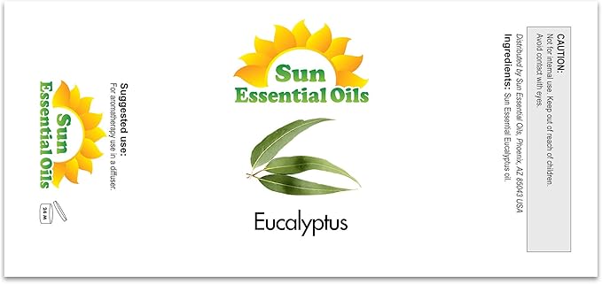 Sun Essentials Oils - 2 oz Eucalyptus Essential Oil with Dropper for Diffuser, Skin, Aromatherapy Massage, Humidifier, Scent for Candle, Lotion & Soap Making at Home, Fragrance for Room - Bloomnest