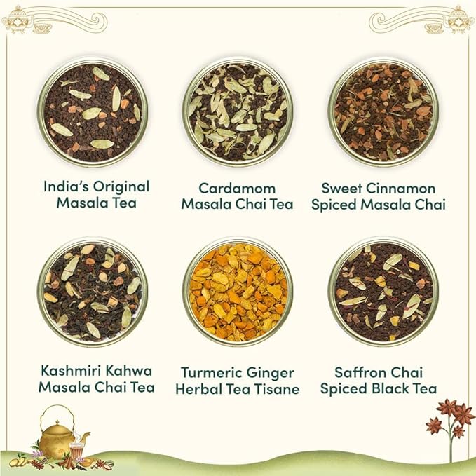 VAHDAM, Chai Tea Gift Set (12 varieties, 60+ servings) Chai Loose Leaf Tea in Tin Caddy Gift Box | Exotic Chai Tea Blends | Gluten Free, Non GMO | Valentines Day Gifts for Him & Her - Bloomnest