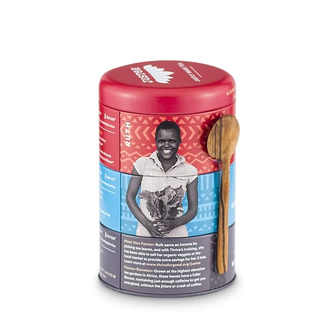 JusTea Black Tea Trio | Stacking Tins Variety Pack with Hand Carved Tea Spoon | Loose Leaf Tea | High Caffeine | Award-Winning | Fair Trade | Non-GMO - Bloomnest