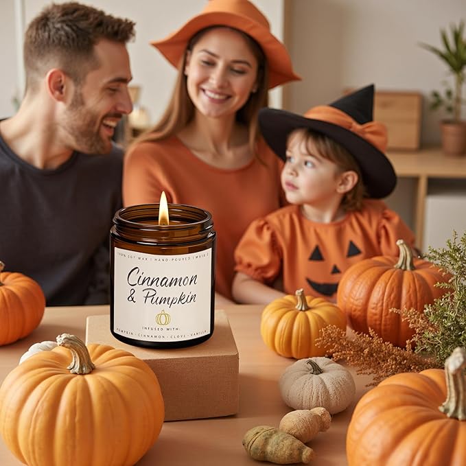 Auelife Fall Candles, 6 Pack Scented Candle Set, 42 oz Autumn Soy Candles for Home Scented, Fall Candle Gifts Set for Men and Women, Autumn Home Decor of Wreath/Apple/Latte/Harvest/Vanilla/Cinnamon - Bloomnest