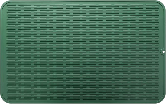 Silicone Dish Drying Mat for Multiple Usage,Easy clean,Eco-friendly,Heat-resistant Silicone Mat for Kitchen Counter or Sink,Refrigerator or Drawer Liner Green 3XL 28 inches x 18 inches - Bloomnest